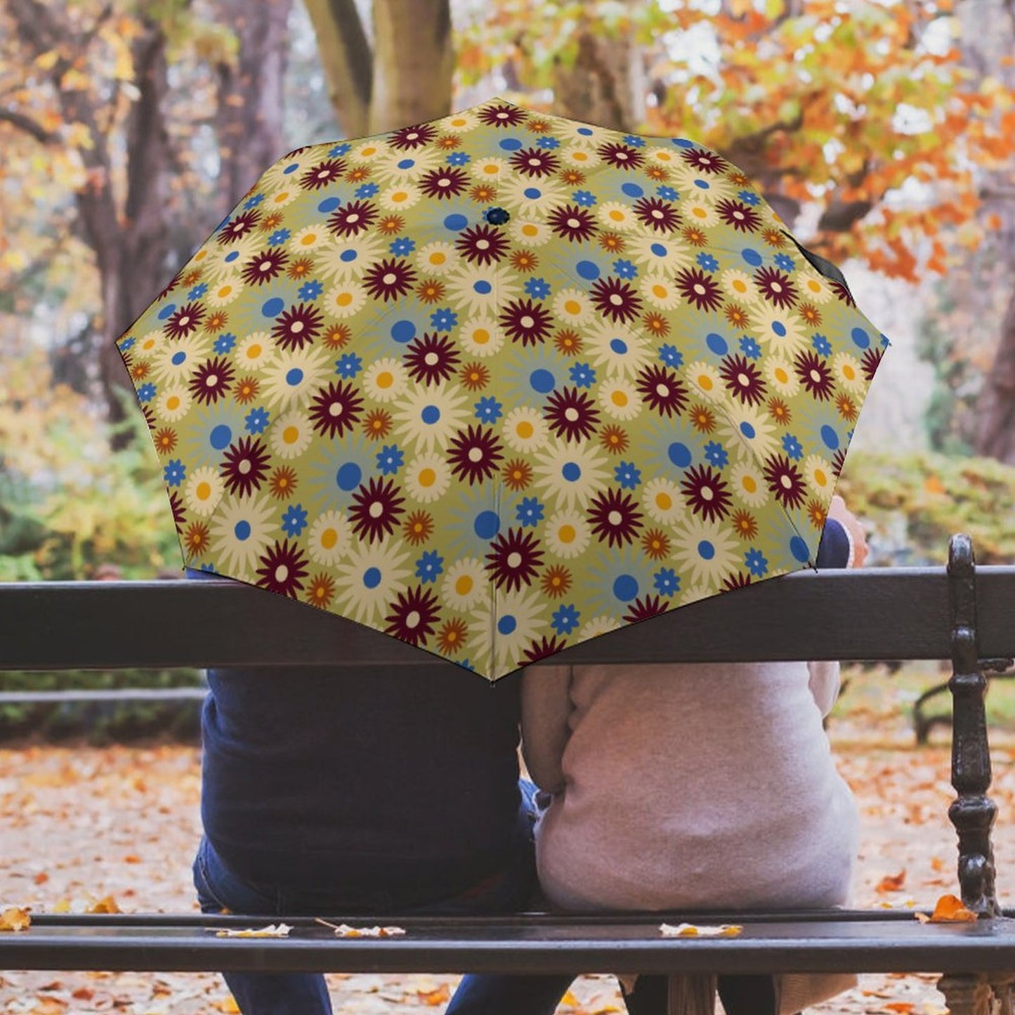 70s Floral Retro | Lightweight 3-fold Umbrella